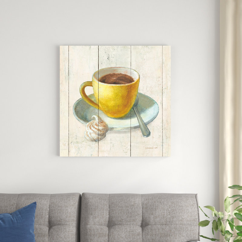 «Wake Me Up Coffee IV» par Danhui Nai - peinture sur toile tendue, H 30 po x l 30 po