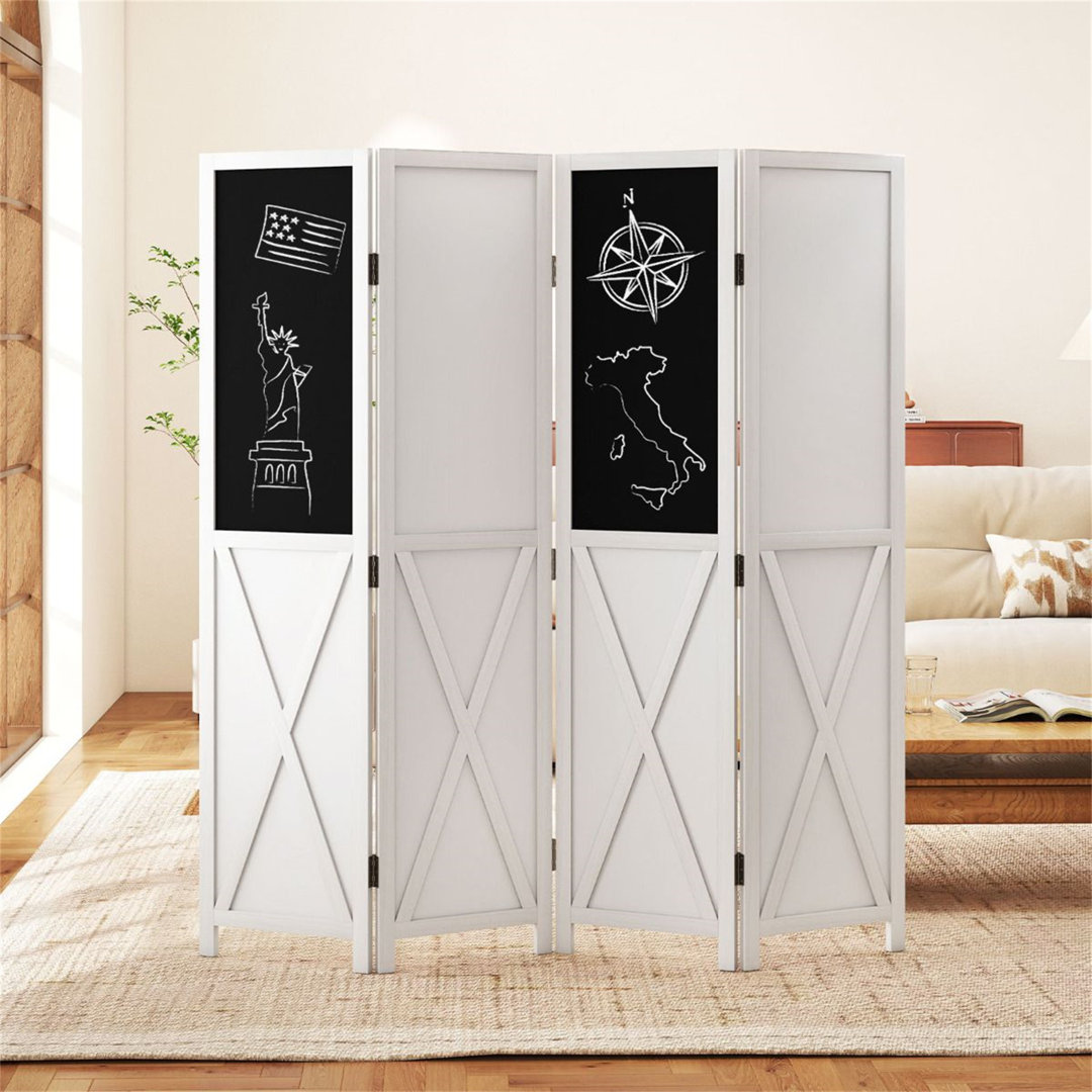 4-Panel Room Divider Tall Folding Privacy Screens