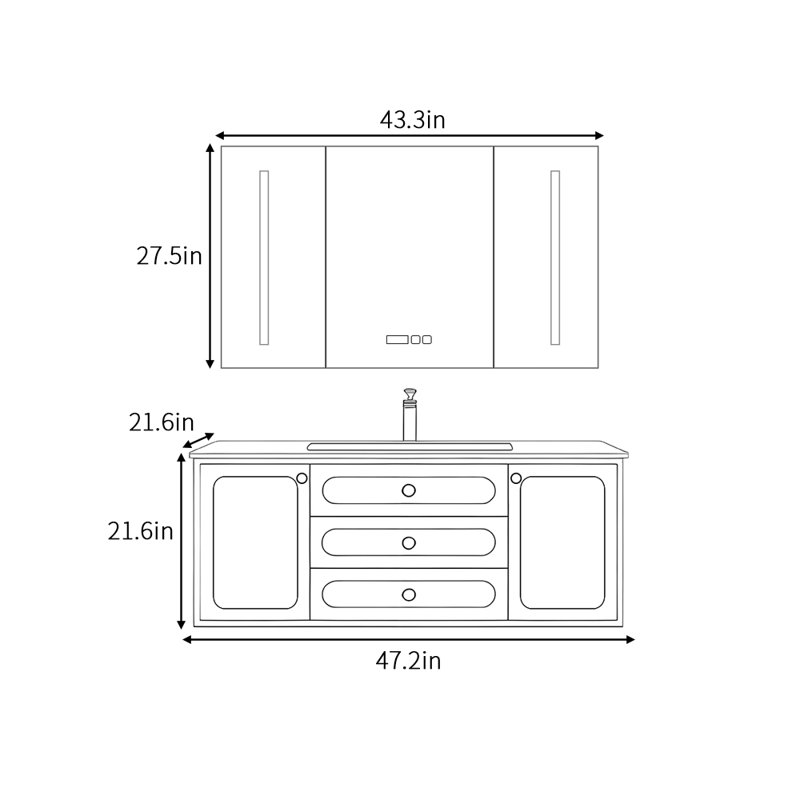 Crêperie, H 21,6 po x l 47,2 po x P 21,6 po