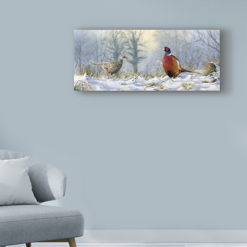 «Pheasants Acrylique» par Nigel Artingstall - reproduction d'art sur toile tendue, H 14 po x l 32 po x P 2 po