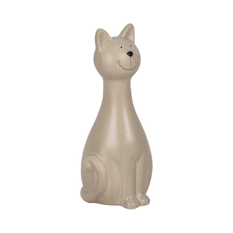 9" Skinny Sitting Kitty, Grey, Gray, 9" H x 4" W x 4" D