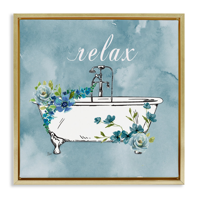 Cadre floral Floral Relax Rules, design par Nan, Cadre flottant métallique doré, H 18 po x l 18 po
