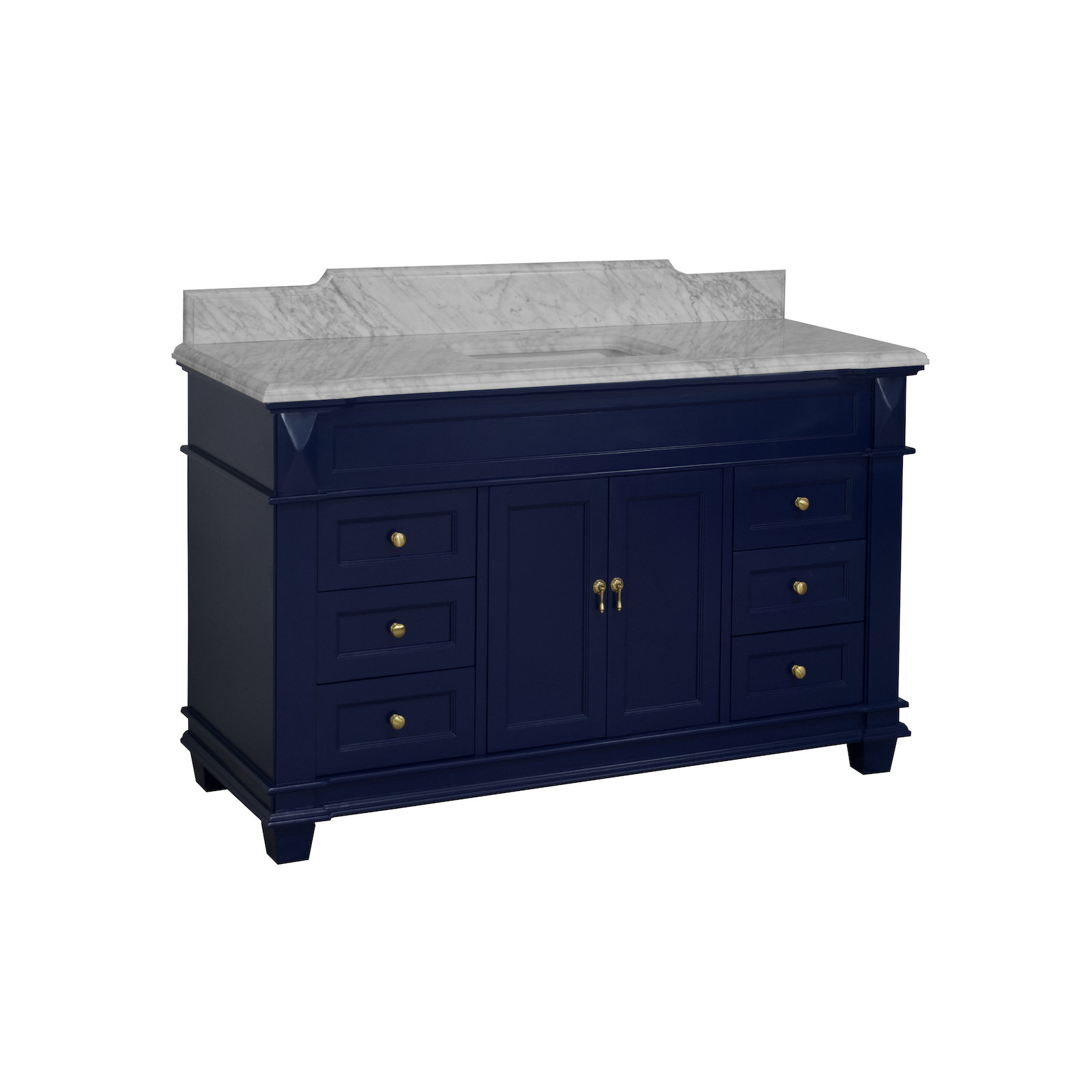 Ensa 60'' Single Bathroom Vanity, Carrara Marble, Royal Blue