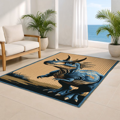 Tapis brun intérieur et extérieur Dinosaurs
