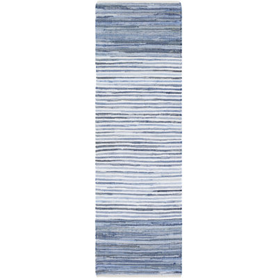 Handmade Braided Cotton Bright Blue/Navy Rug
