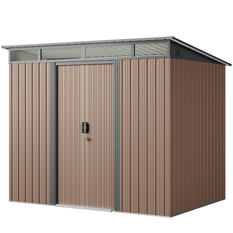 Remise de rangement verticale en métal l 8 pi x P 6 pi, Marron clair