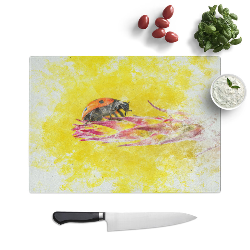Tempered Glass Ladybird Chopping Board, 28.5 cm x 39 cm