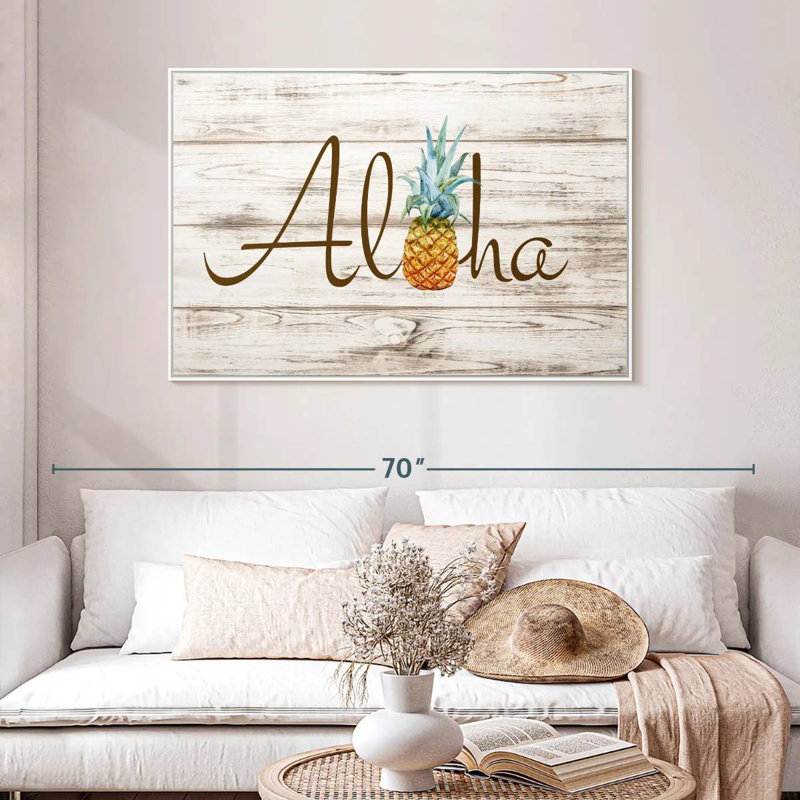 Aloha ananas, Cadre flottant blanc, 46 po x 31 po