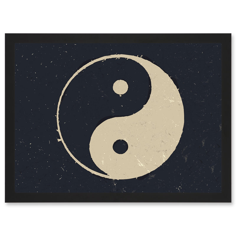 Drawing Taoist Philosophy Yin Yang Black White - Single Picture Frame Print