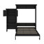 Lit escamotable polyvalent pour chambre d'amis avec tablettes de rangement et décoration élégante à persiennes