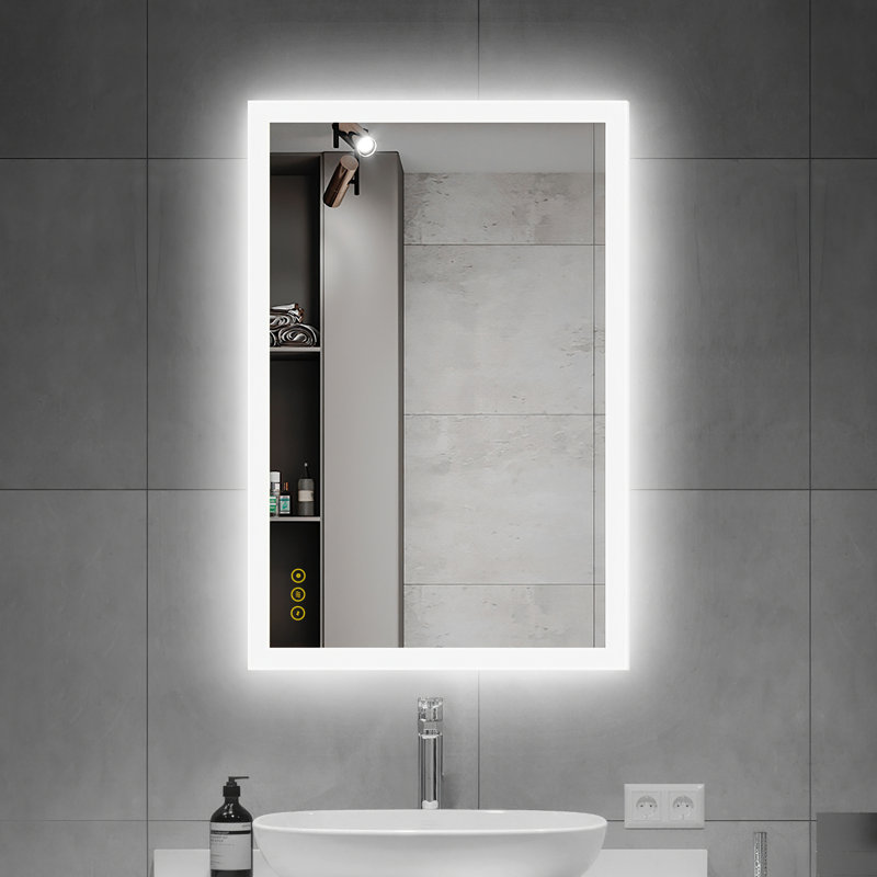 Amirie LED Bathroom Mirror: Versatile Horizontal/Vertical Mounting, Anti-Fog Feature, Adjustable Lighting, Ideal for Your Vanity Setup