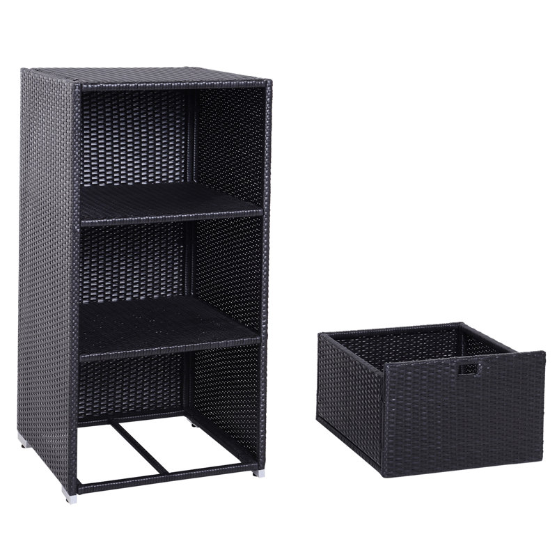 Poolside Towel Rack Basket Shelf Drawer Organizer - Waterproof Pe , 2 Shelves, For Spa, Hot Tub, Dark Tub Storage With And Pool Accessories, Brown