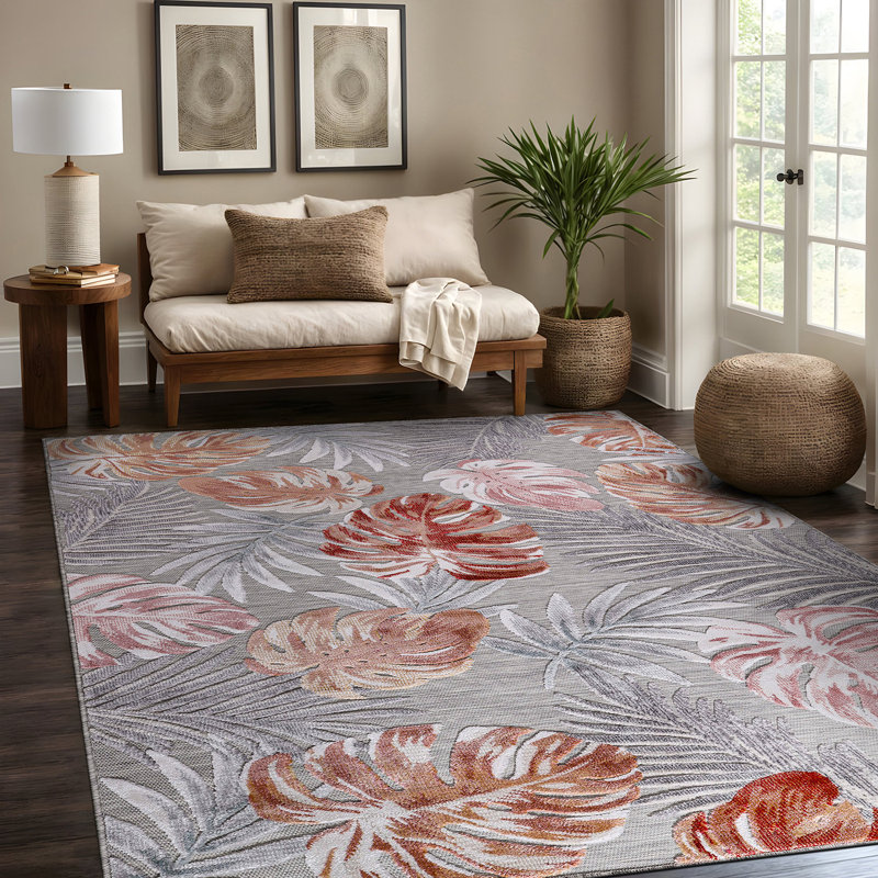 Chartier Gray / Brown Indoor / Outdoor Rug, Rectangle 5' x 7'