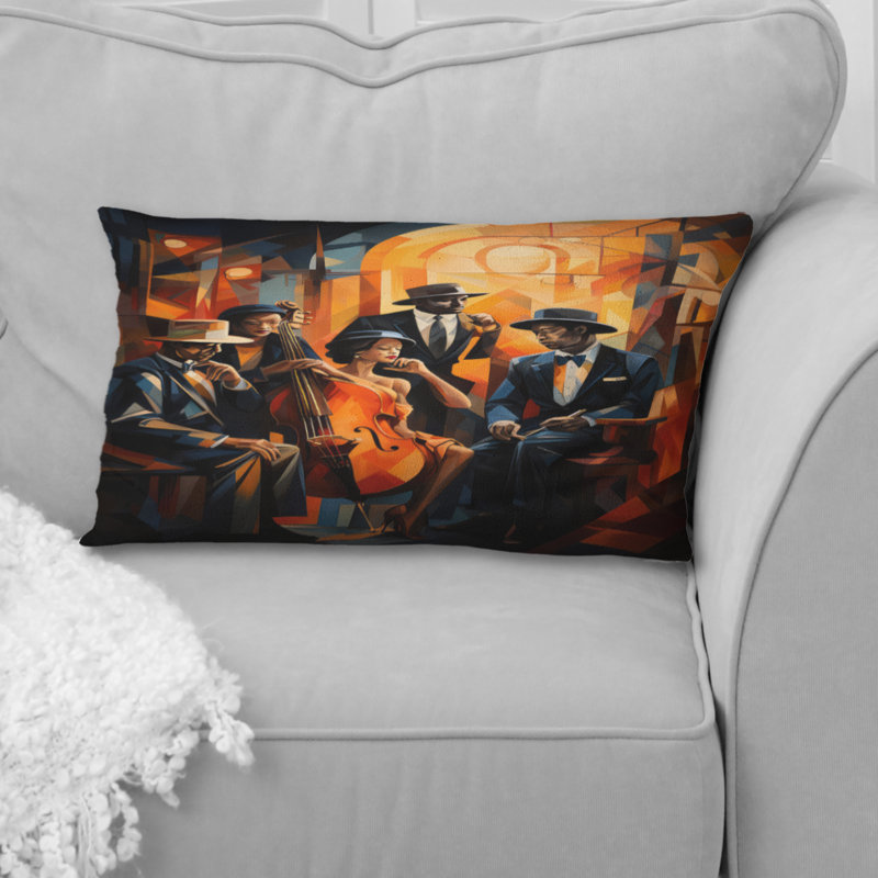 Coussin Jazz Harlem Renaissance, Rectangulaire, 12" x 20"