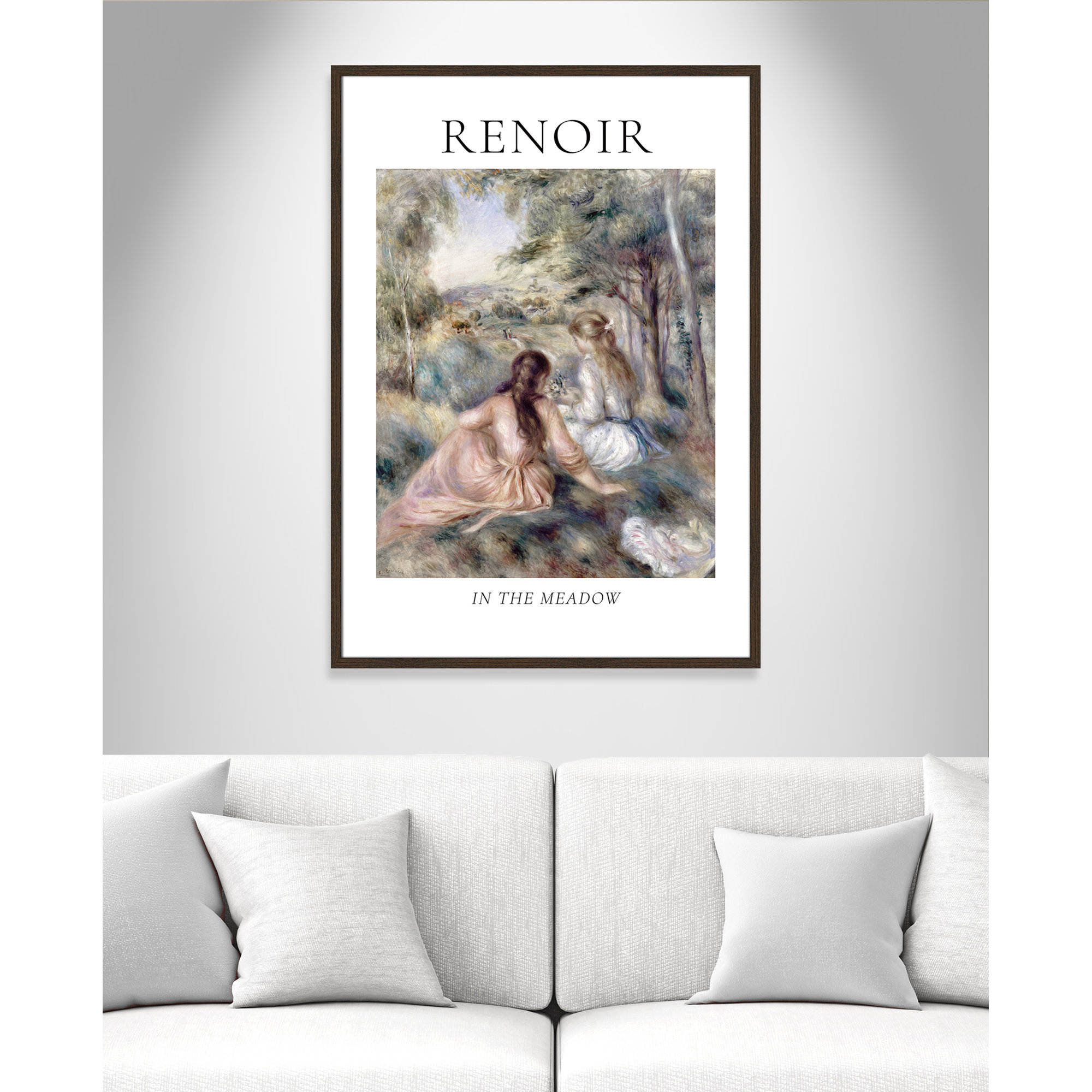 Old Masters Collection " In The Meadow " by Auguste Renoir, 41.5" H x 29.5" W x 0.75" D, No, Walnut Single Picture Frame