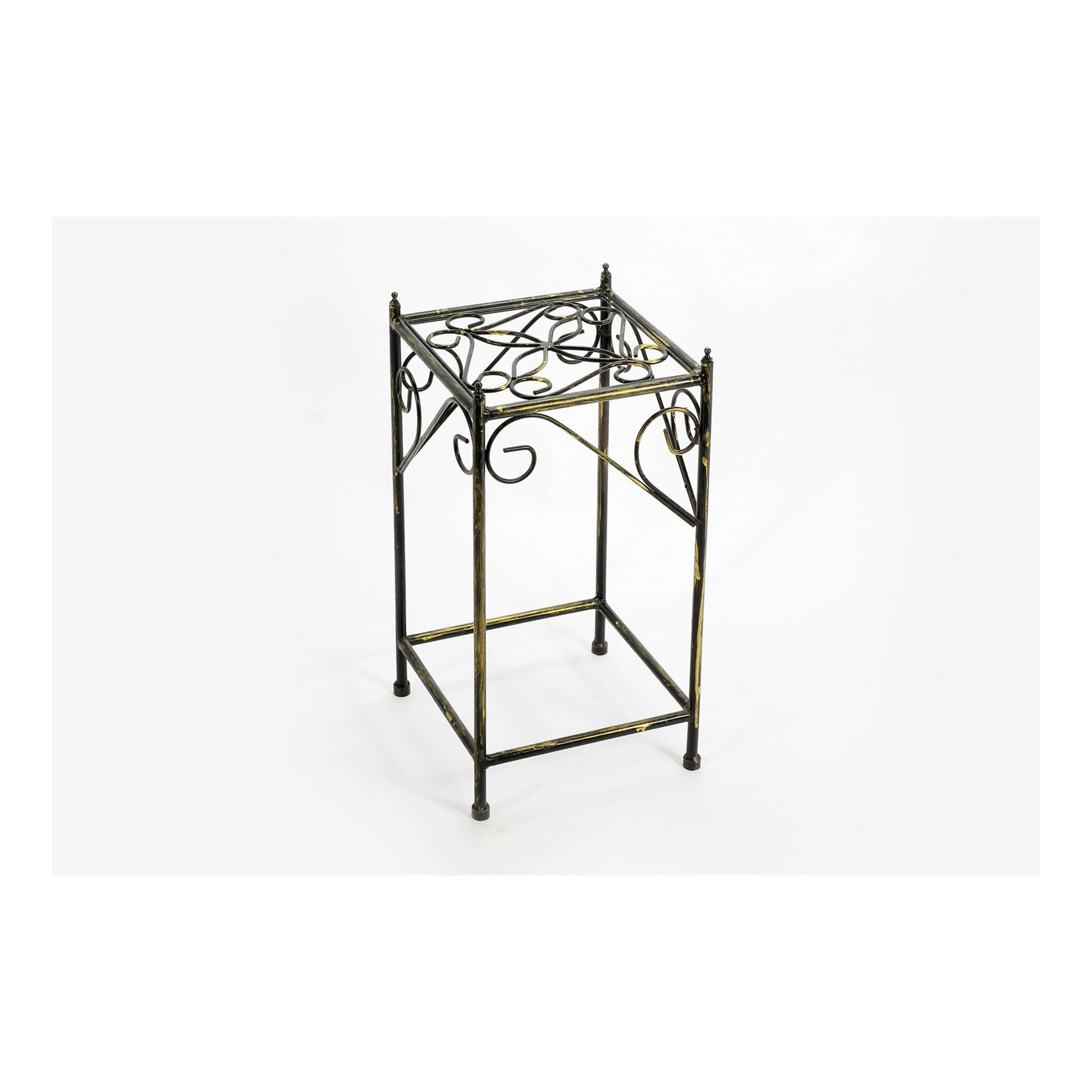Winston Porter 20.67" Medium Lattice Square Black / Gold Cast Metal ...