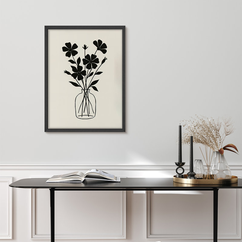 Reproduction florale encadrée pour décoration florale - 11 po x 14 po, H 14 po x l 11 po, Noir