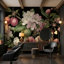 Papier peint floral, double rouleau amovible mural botanique