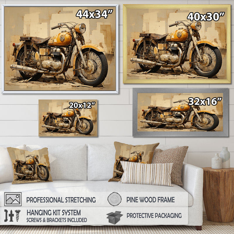Minimalisme, motocyclette IV, impression d'art mural, Cadre flottant doré, H 12 po x l 20 po x P 1 po