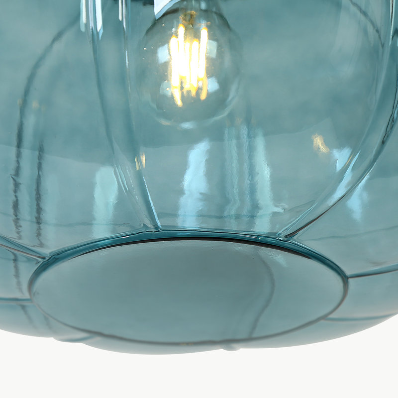 Luminaire suspendu en forme de dôme à 1 lumière de 15 po Beltran, Bleu pâle