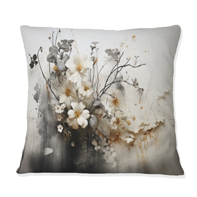Bohemian Earthly Floral Collage I - Abstract Boho Printed Pillow