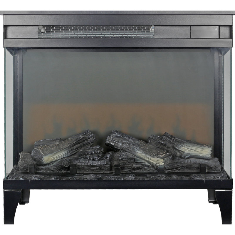 24" Electric Fireplace With Three Sided Glass - 5000 /H Heat Supply, 11 Temp Settings, 4 Flame Colours, 5 Brightness Levels, Infrared Quartz Heating, Freestanding, Easy To Install, Remote Control 24