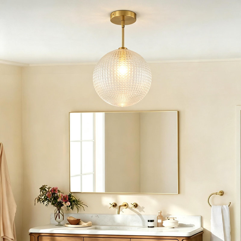 13.8'' Glass Shade Ceiling Flush Mount Light
