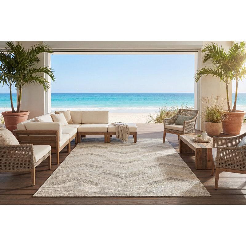 Jeselyn Geometric Indoor / Outdoor Rug, Rectangle 7'10" x 10'