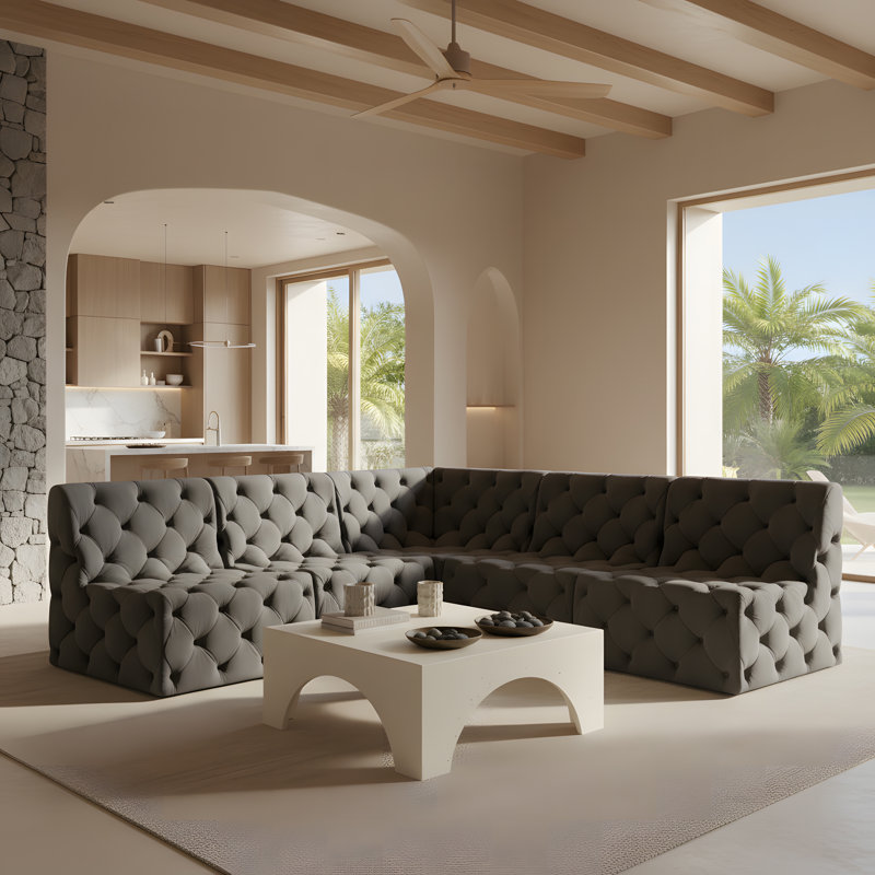 Canapé modulaire Klecka, Velours gris
