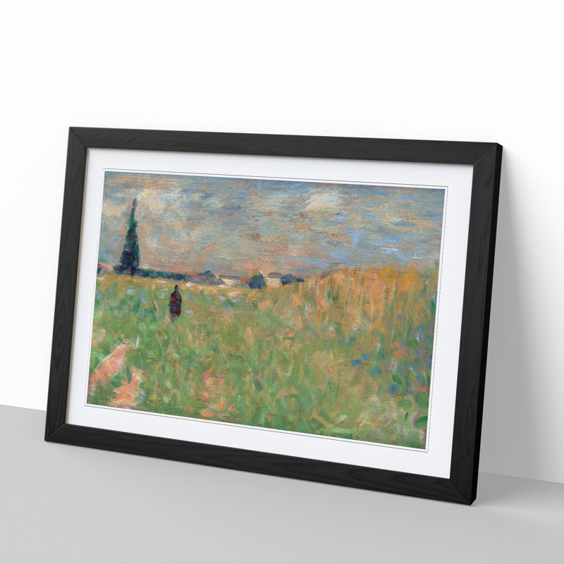 A Summer Landscape by Georges Seurat - Picture Frame Painting, 36cm H x 48cm W x 2cm D, Black Framed