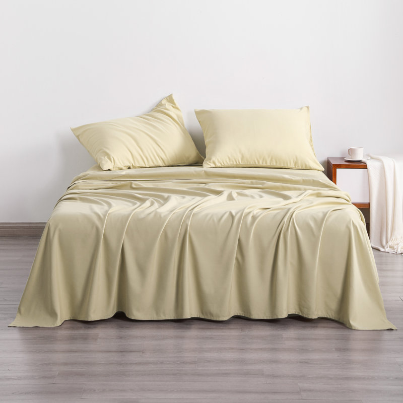 4PC 1800 Series Soft Microfiber Sheet Set, King Sheet Set with 2 Pillowcases, Light Tuape