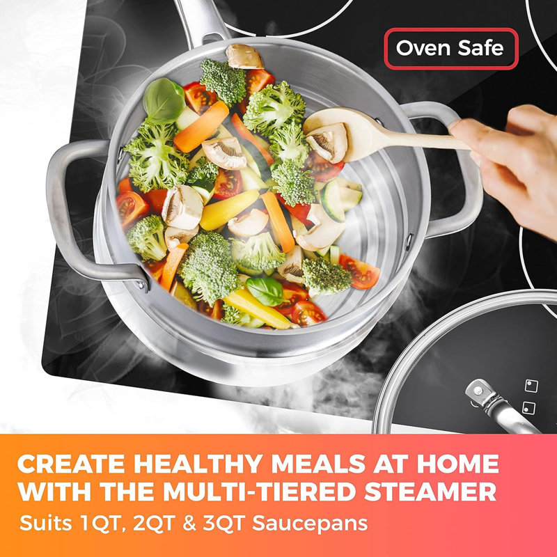 Pots and Pans Set 17-Piece, Ultra-Clad Pro Stainless Steel Cookware Set, Ergonomic EverCool Handle, Induction Cookware, Includes Saucepans, Skillets, Dutch Oven, Stockpot, Steamer For Cooking