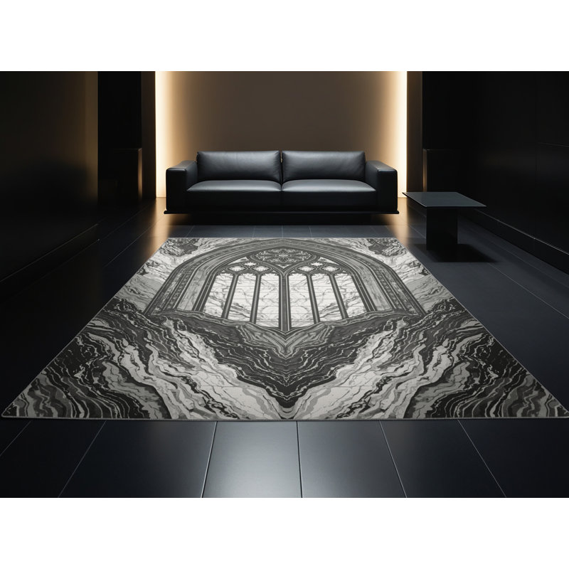 Tapis brun ornemental lavable à la machine Bartow, 3 x 5