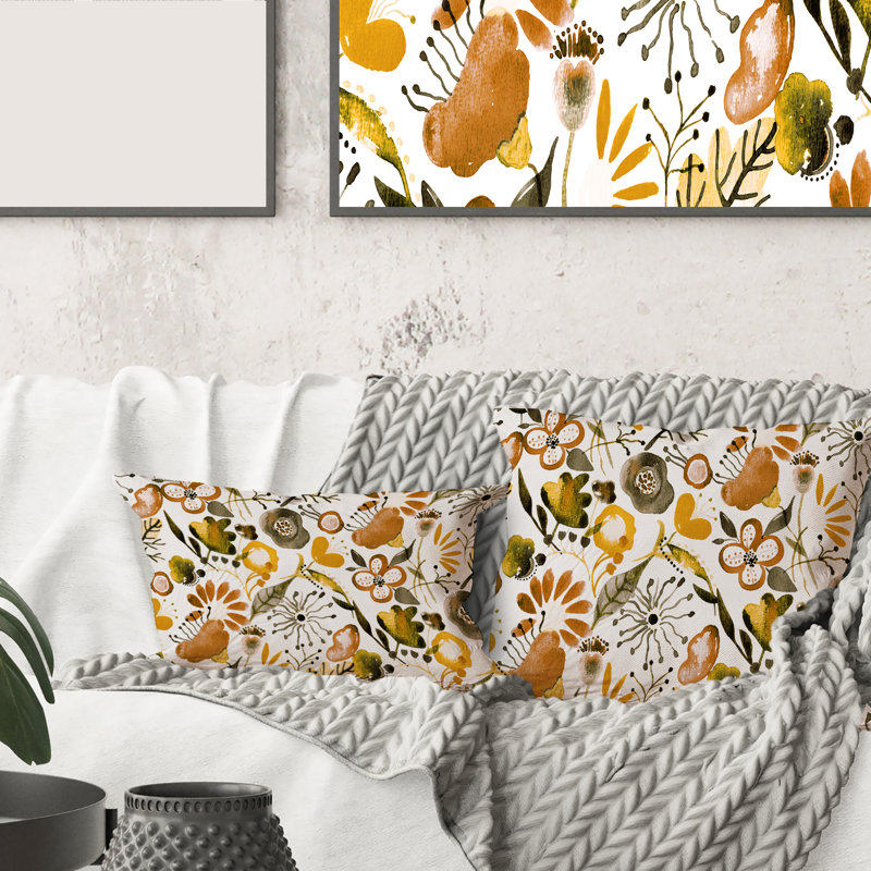 Housse et insert de coussin rectangulaire Vibrant Abundance of Wildflowers I