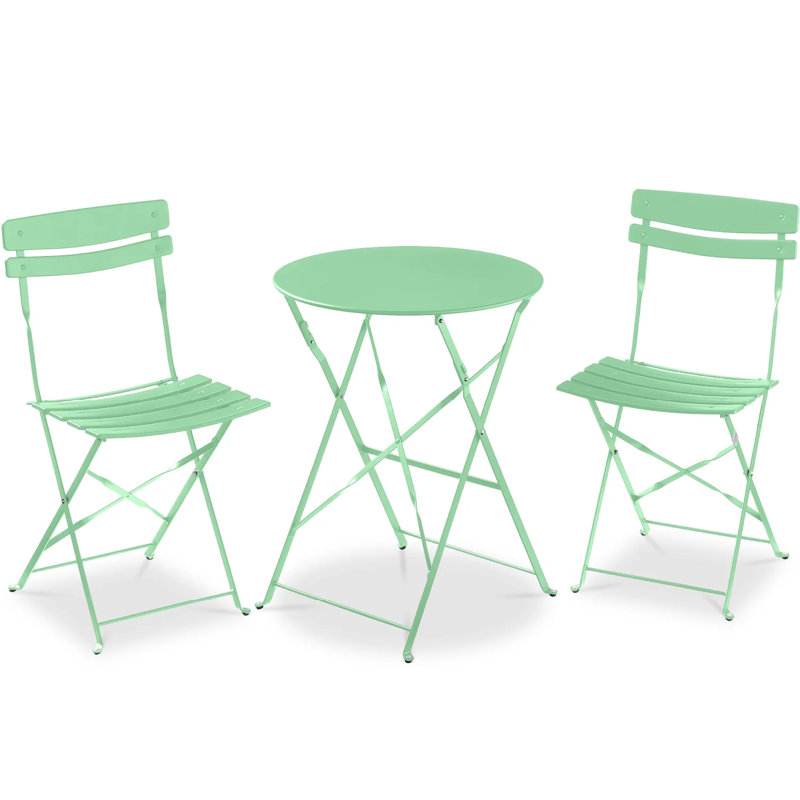 Folding Patio Bistro Set, Mint Green