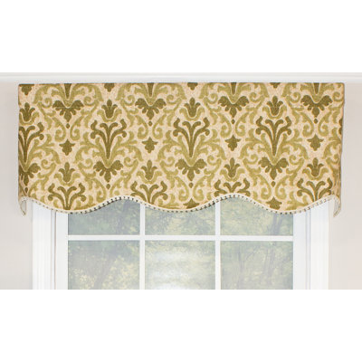 Cotton Blend Damask Scalloped Window Valance