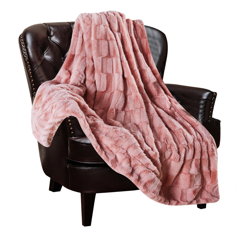 Couverture élégante en microfibre embossée rectangulaire, Pêche