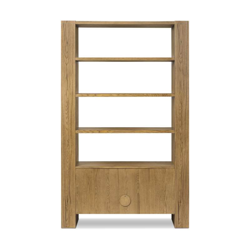 Fisher Bookcase-Smoked Black Veneer, Rustic Amber Oak Veneer