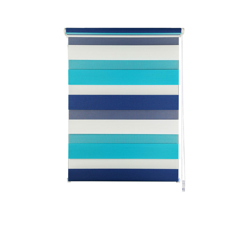 Fit-ball Room Darkening Roll-Up Blind, Aqua/Navy, 210 cm L x 80 cm W