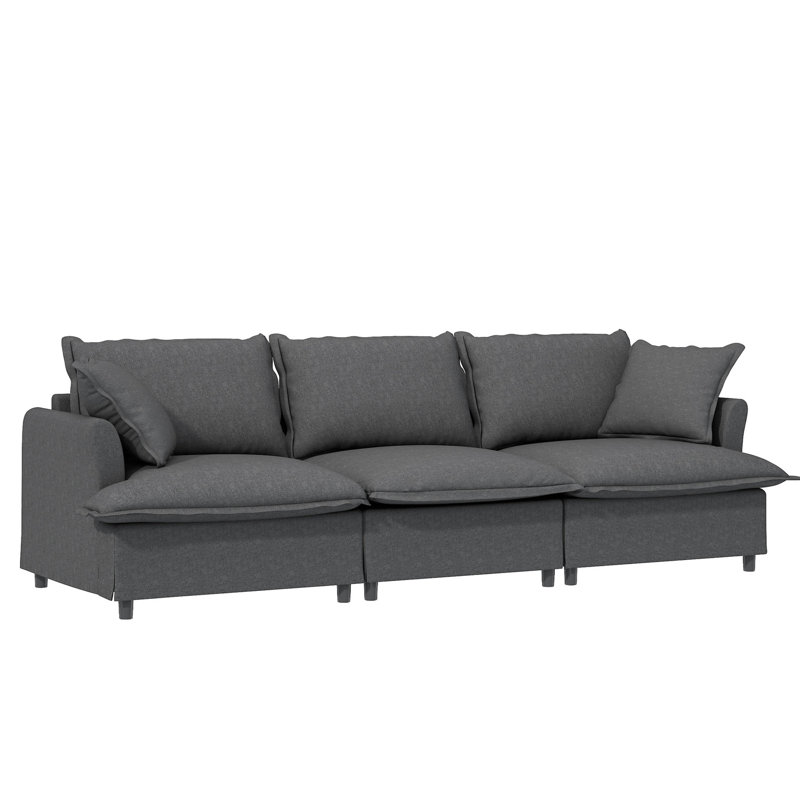 Canapé modulaire en chenille avec canapé 5 places Conception en forme de U pour la chambre à coucher. Structure et tissu doux. Gris. Oreillers
