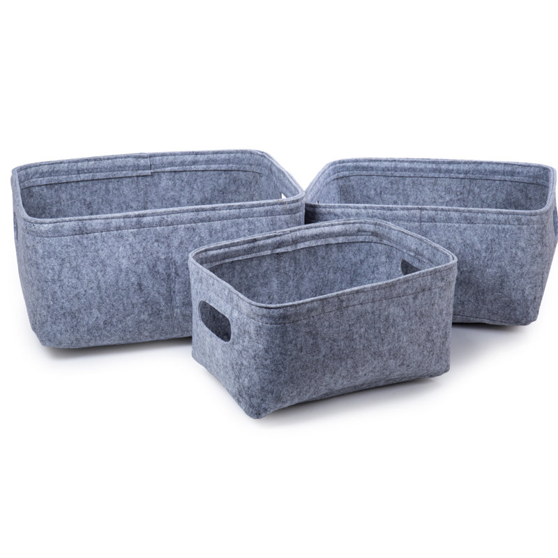 Ensemble de paniers en tissu 3 pièces, Gris clair