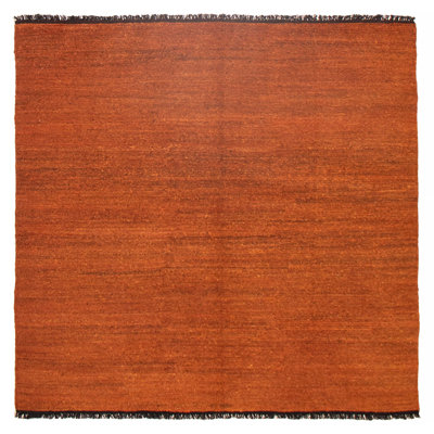 Laine orange brûlée à la main kilim naturelle 6 pi 6 po x 6 pi 4 po