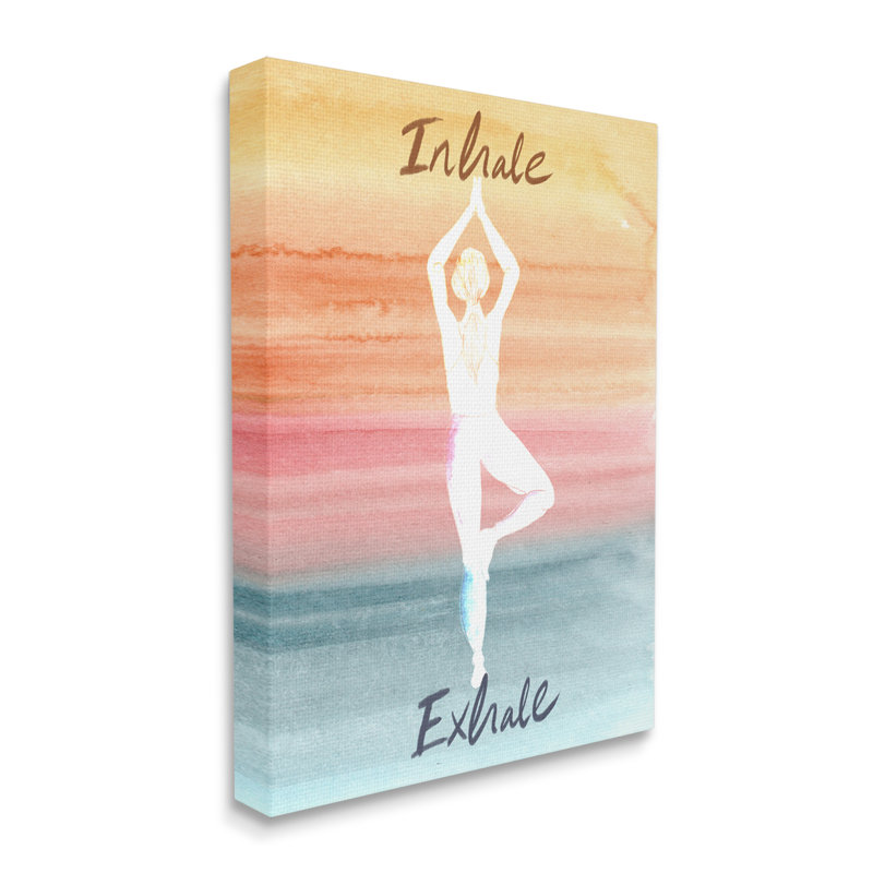 «Inhale Exhale Apaisant, pose de yoga, effet aquarelle» par Kate Eldridge - Peinture, Toile tendue, L 16 po x H 20 po