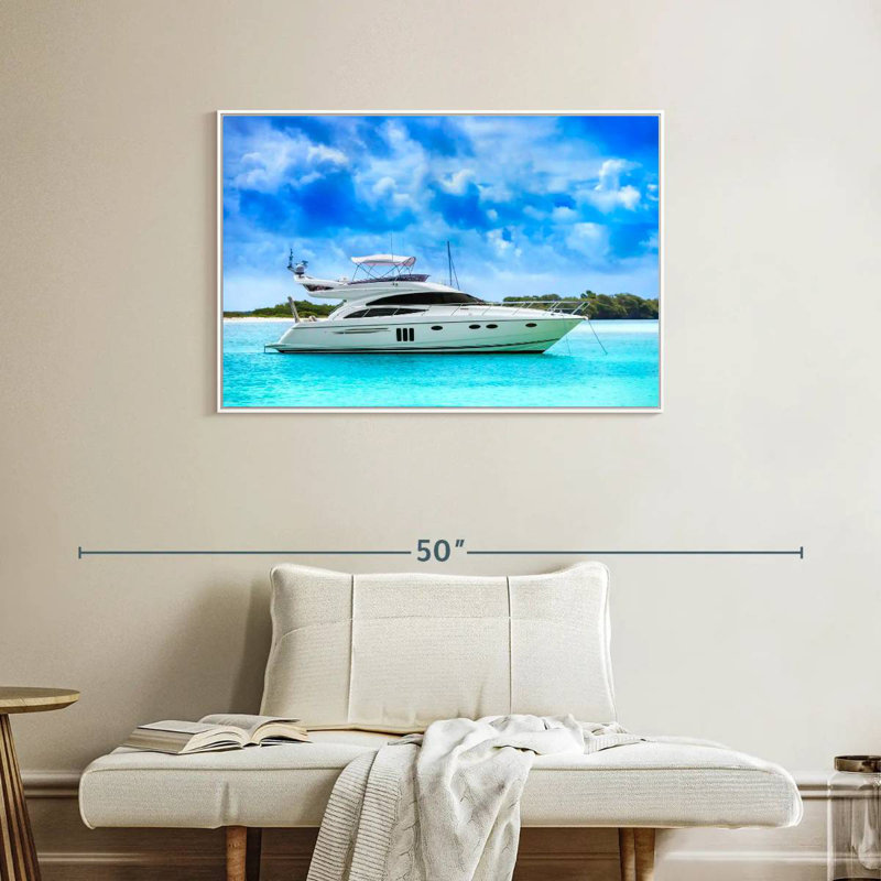 Yacht de luxe des Caraïbes, Cadre flottant blanc, 37 po x 25 po