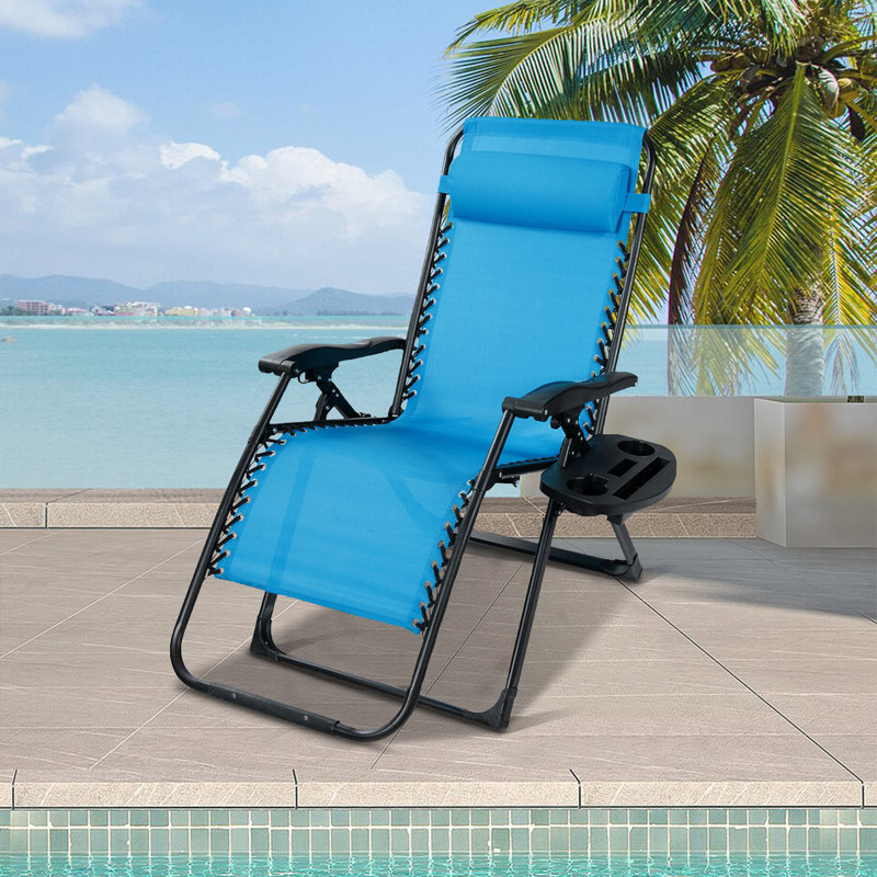 Jaleasa Outdoor Rust-Resistant Metal Chaise Lounge, Blue