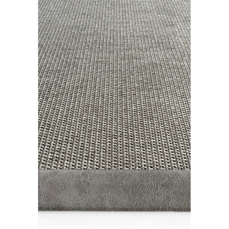 Tapis en cuir de sisal à bordure Medusa pour le salon, Rectangle 6 pi 7 po x 13 pi 2 po