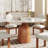 Mid-Century Modern Round Dining Table, 39"/43"/47"/53"/59" Sintered Stone Top, Solid Wood Base, Farmhouse Kitchen Table, Stain & Scratch Resistant-268317395-268317399
