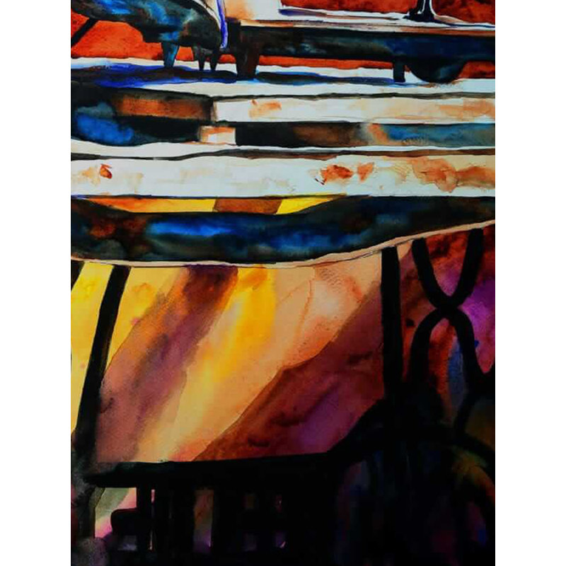 Machine à coudre | Aquarelle sur papier févriano | Par Debrata Basu