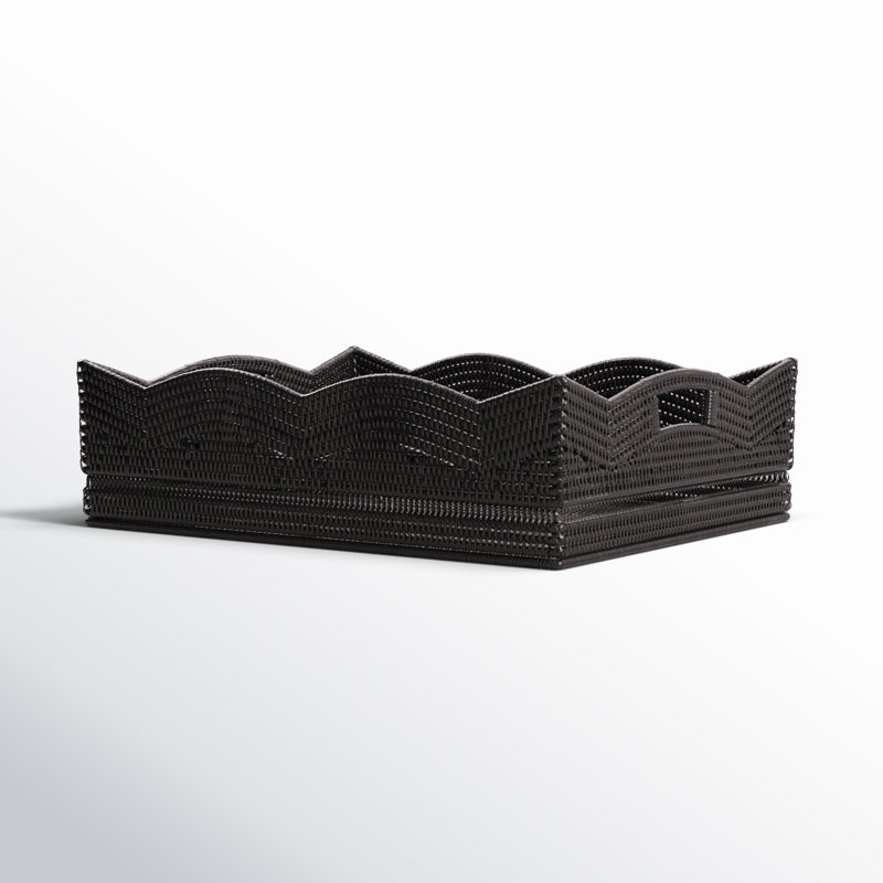 Landry Rattan Tray, 6" H x 20" W x 16" D, Tudor Black