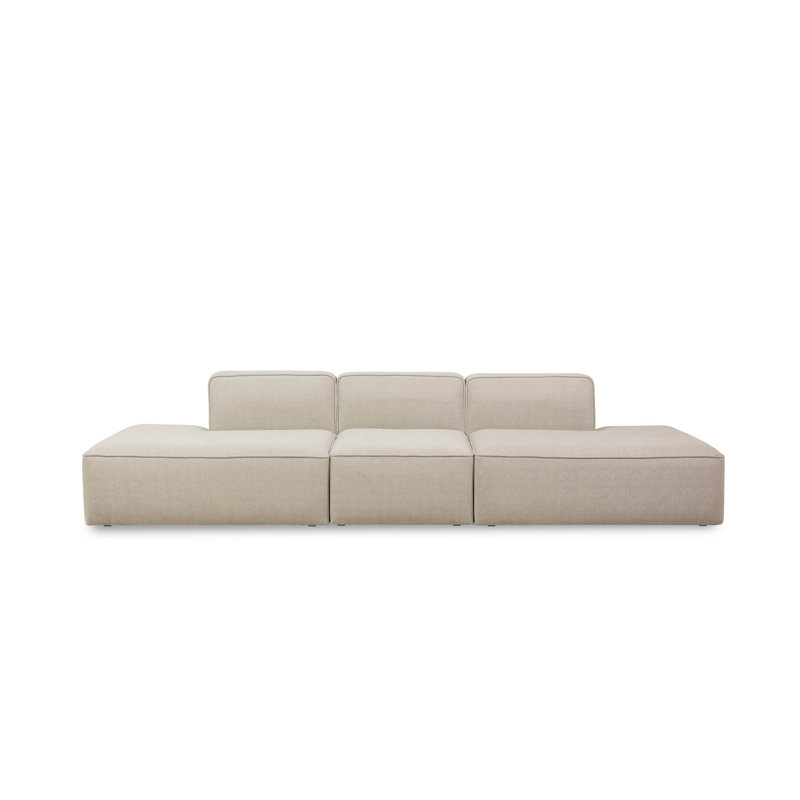 Stylish Corner Sofa, Cream Color, 122.0 x 27.2 x 35.4 Inches | Durable Beech & Fir Frame with Soft Texture Fabric | Comfortable 30 DNS Foam Seat & Back Cushions | Perfect for Living Room & Family Spaces